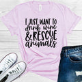I Just Want to Drink Wine and Rescue Animals Graphic Tee product image 1
