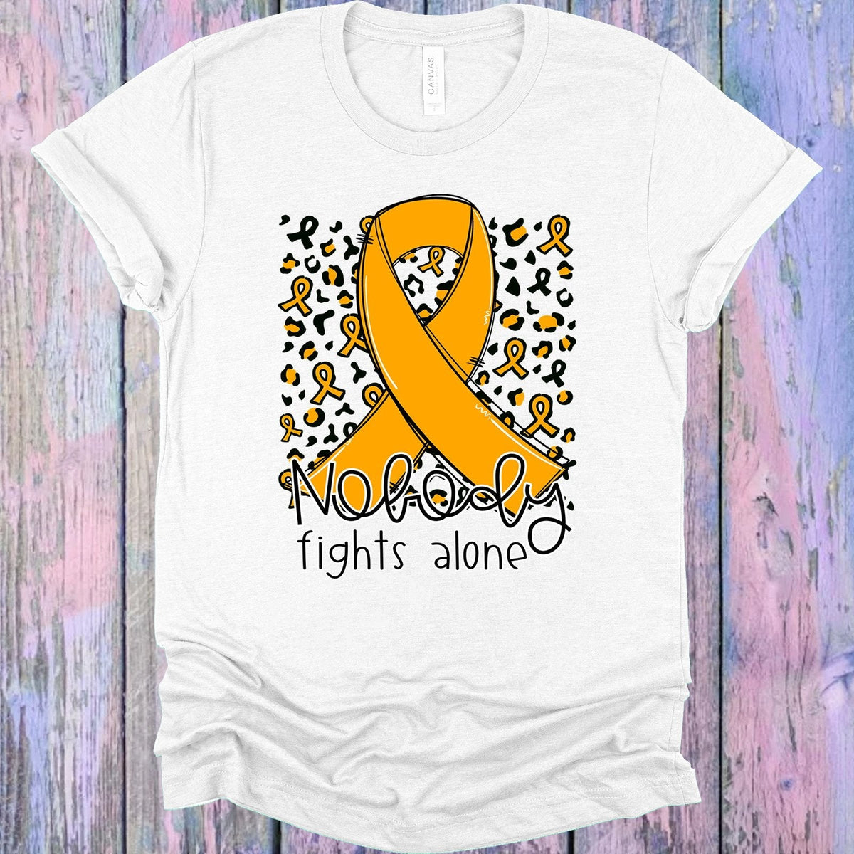 Nobody Fights Alone Light Orange Ribbon Graphic Tee product image 1