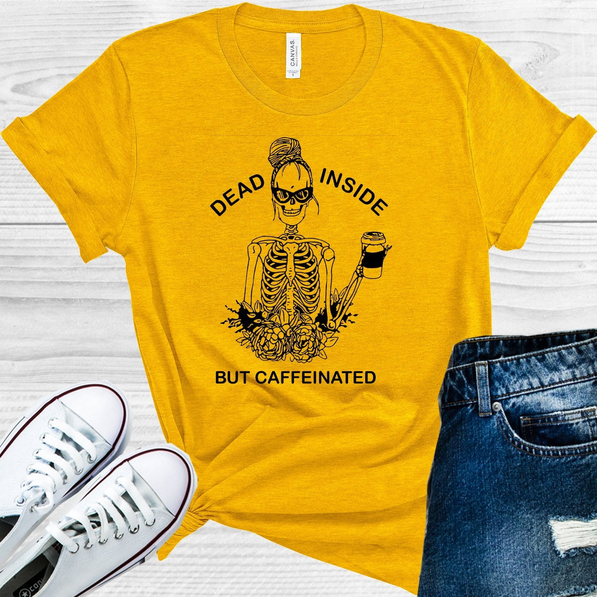 Dead Inside But Caffeinated Graphic Tee product image 1